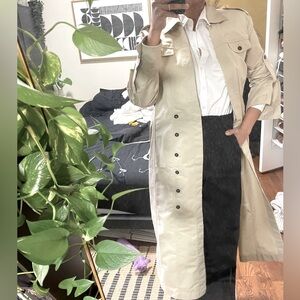 Zara Beige Trench Coat Midi Dress— New!